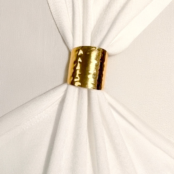 Ivory Silk Blend Jersey Top with Gold Hardware