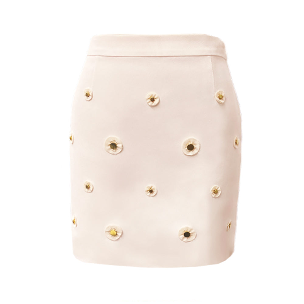 Malak Gold Snap Skirt - Pale Blush