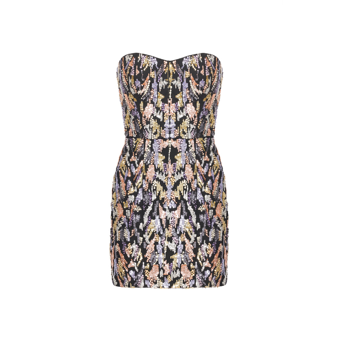 SemSem Multicolor Sequin & Crystal Mini Dress.