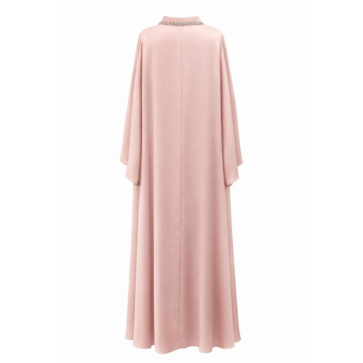 Kaftan Shirt Dress with Crystal Buttons - Misty Rose