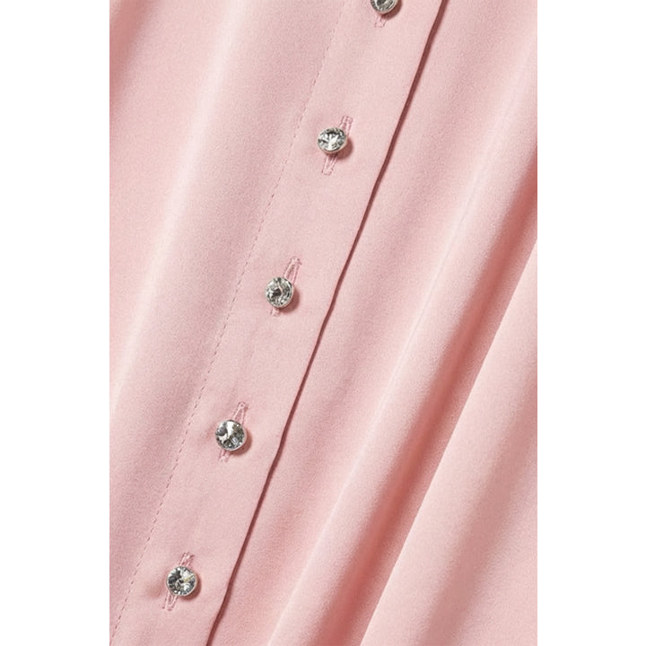 Kaftan Shirt Dress with Crystal Buttons - Misty Rose
