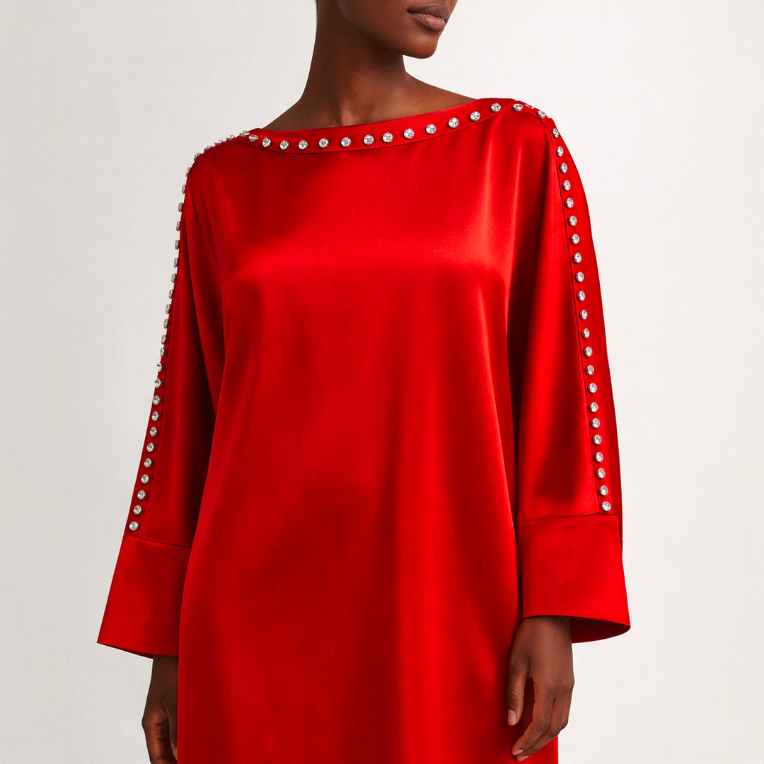 Boat Neck Kaftan - Vermilion