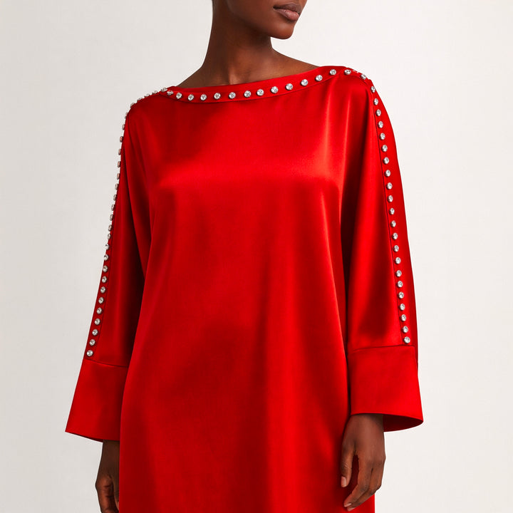 Boat Neck Kaftan - Vermilion