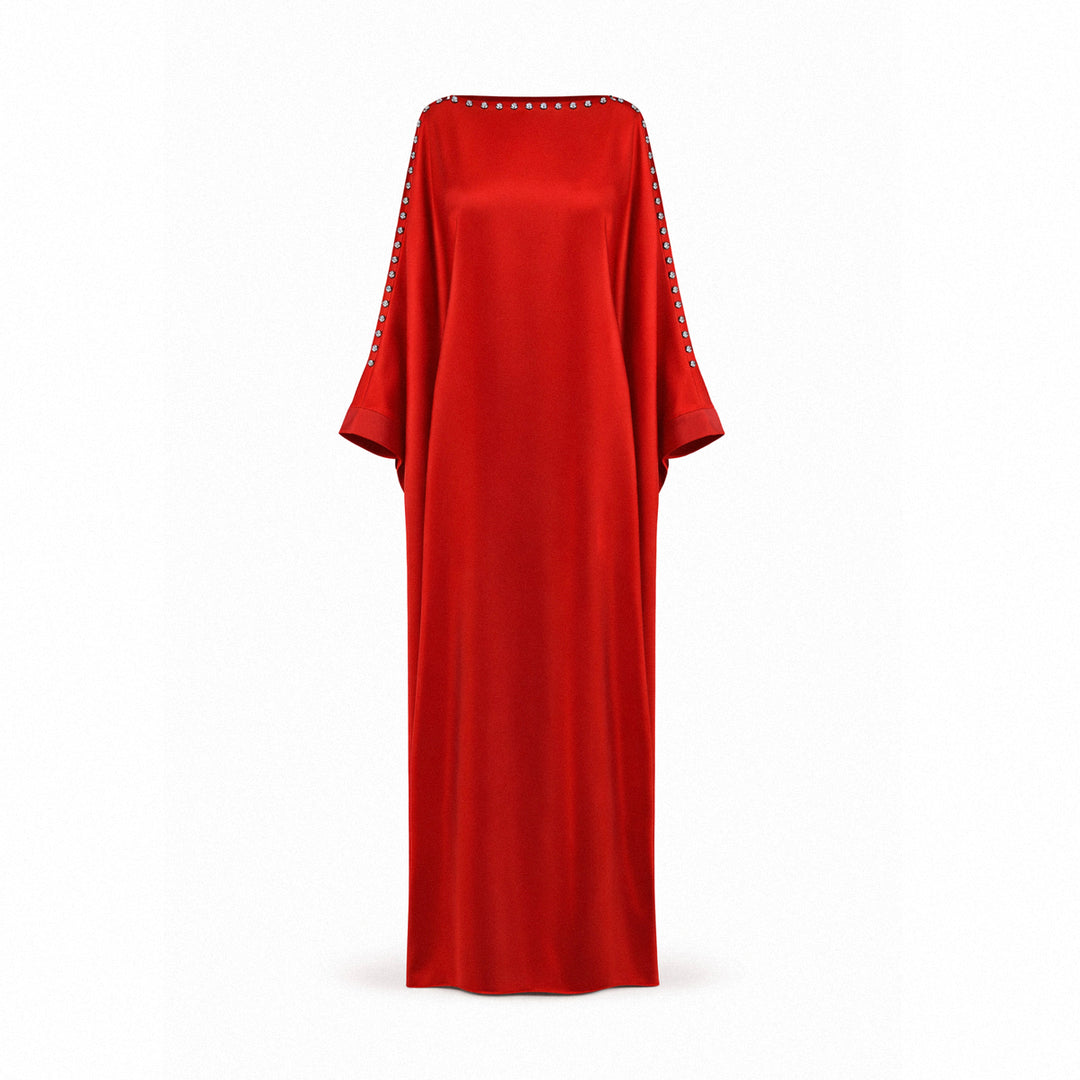 Boat Neck Kaftan - Vermilion