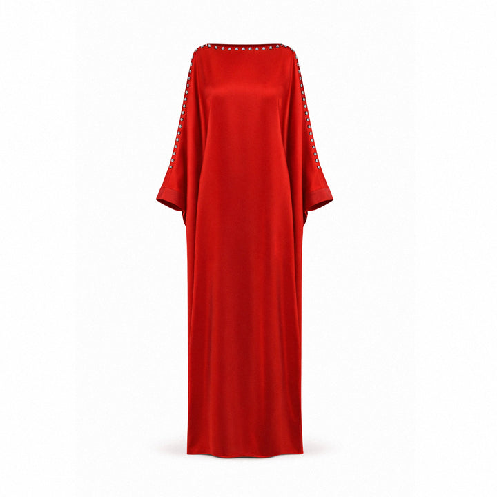 Boat Neck Kaftan - Vermilion