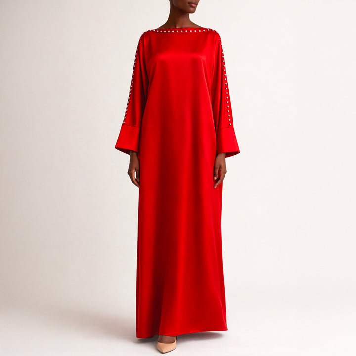 Boat Neck Kaftan - Vermilion