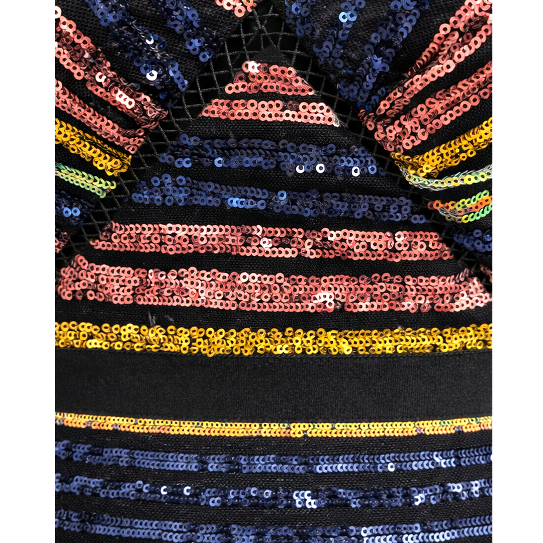 Sequin Striped Midi Dress