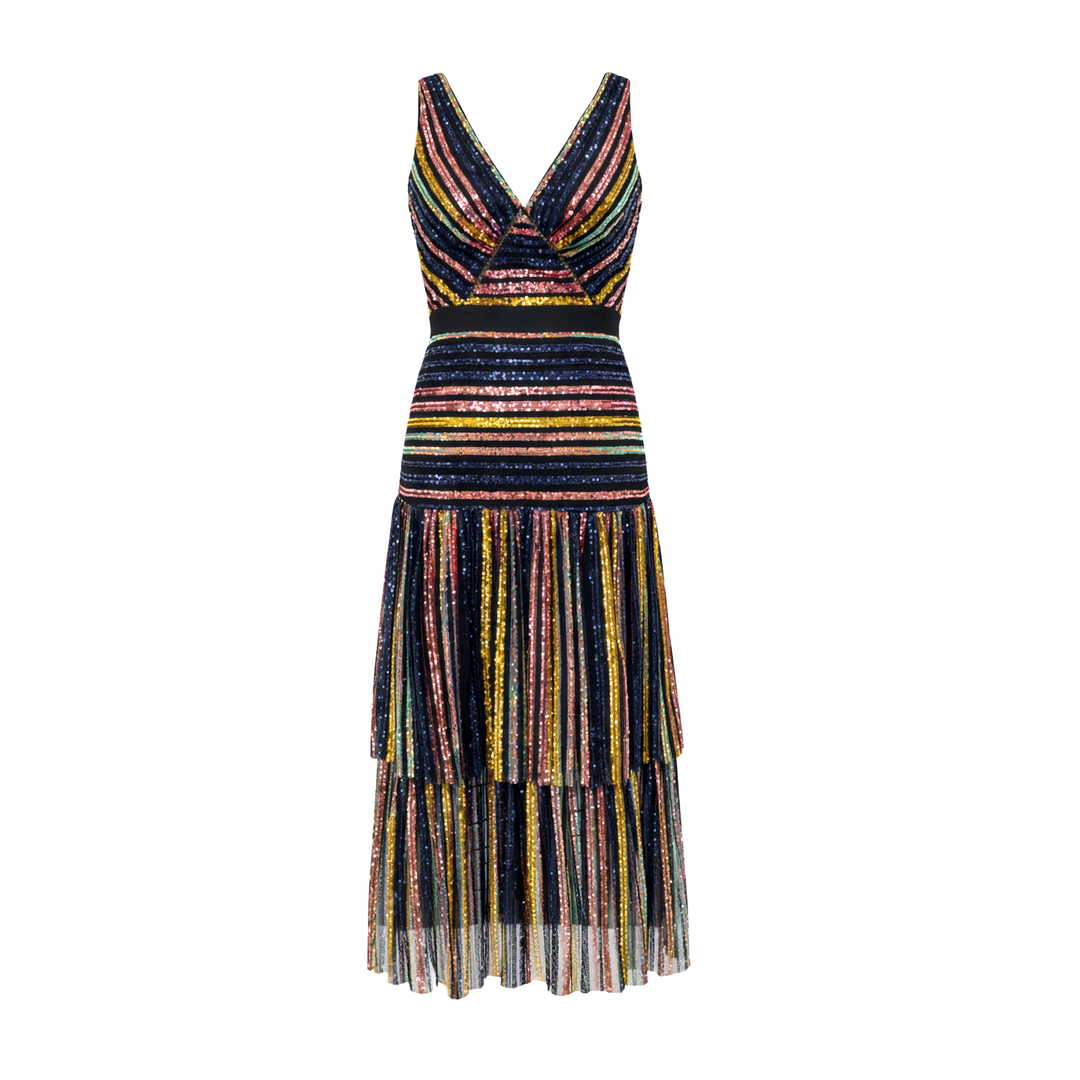 multicolor sequin stripe dress Rainbow Sequin Stripe Mini Dress | Mestiza New York