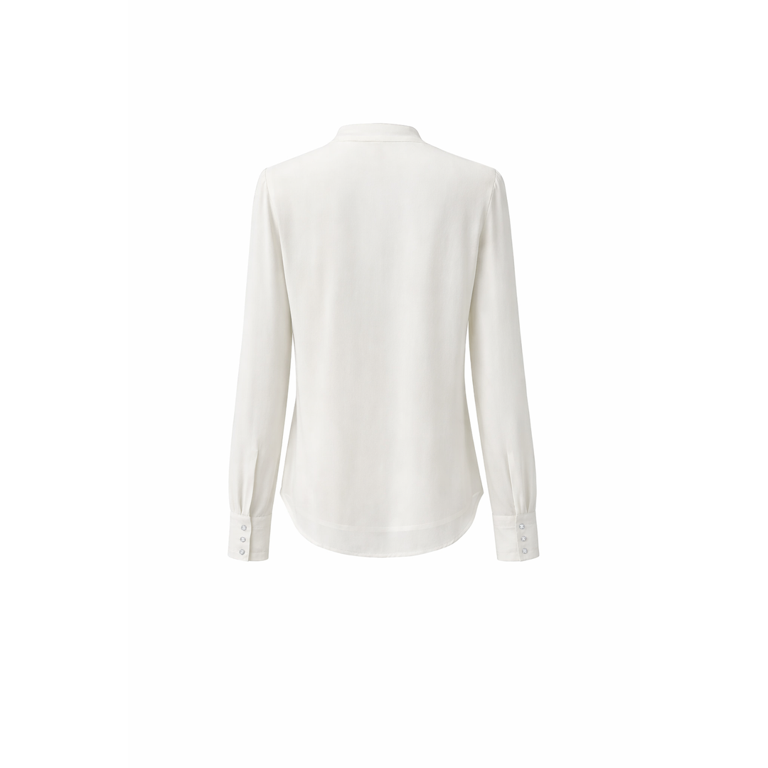 Silk Chiffon Blouse with Crystal Buttons