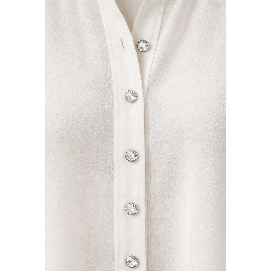 Silk Chiffon Blouse with Crystal Buttons