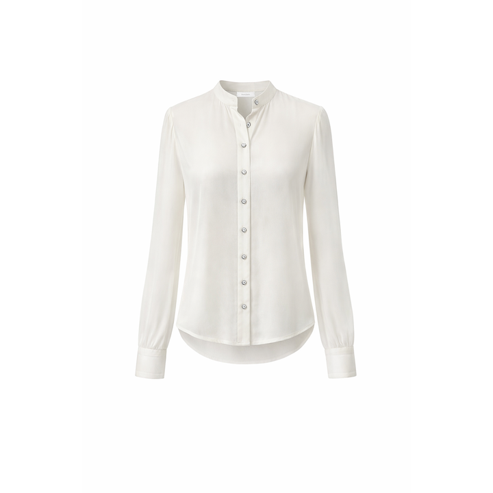 Silk Chiffon Blouse with Crystal Buttons