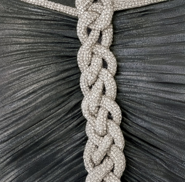 Silver Plissé Dress with Crystal Rope