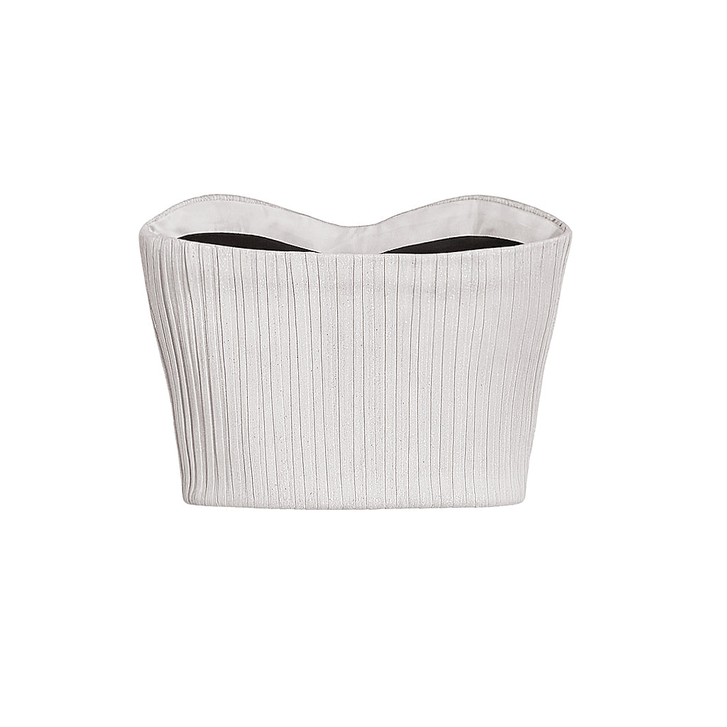 Metallic Pleated Strapless Bustier Top
