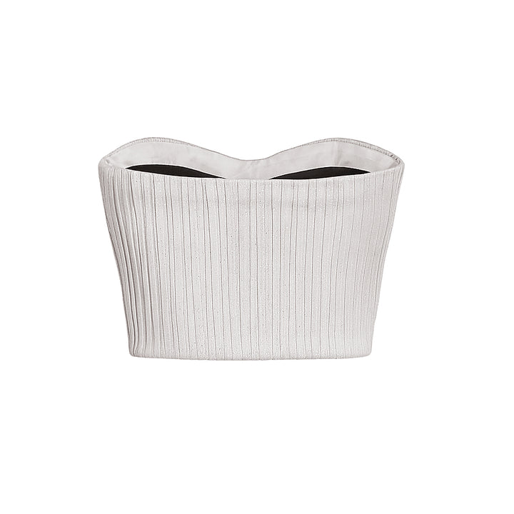 Metallic Pleated Strapless Bustier Top