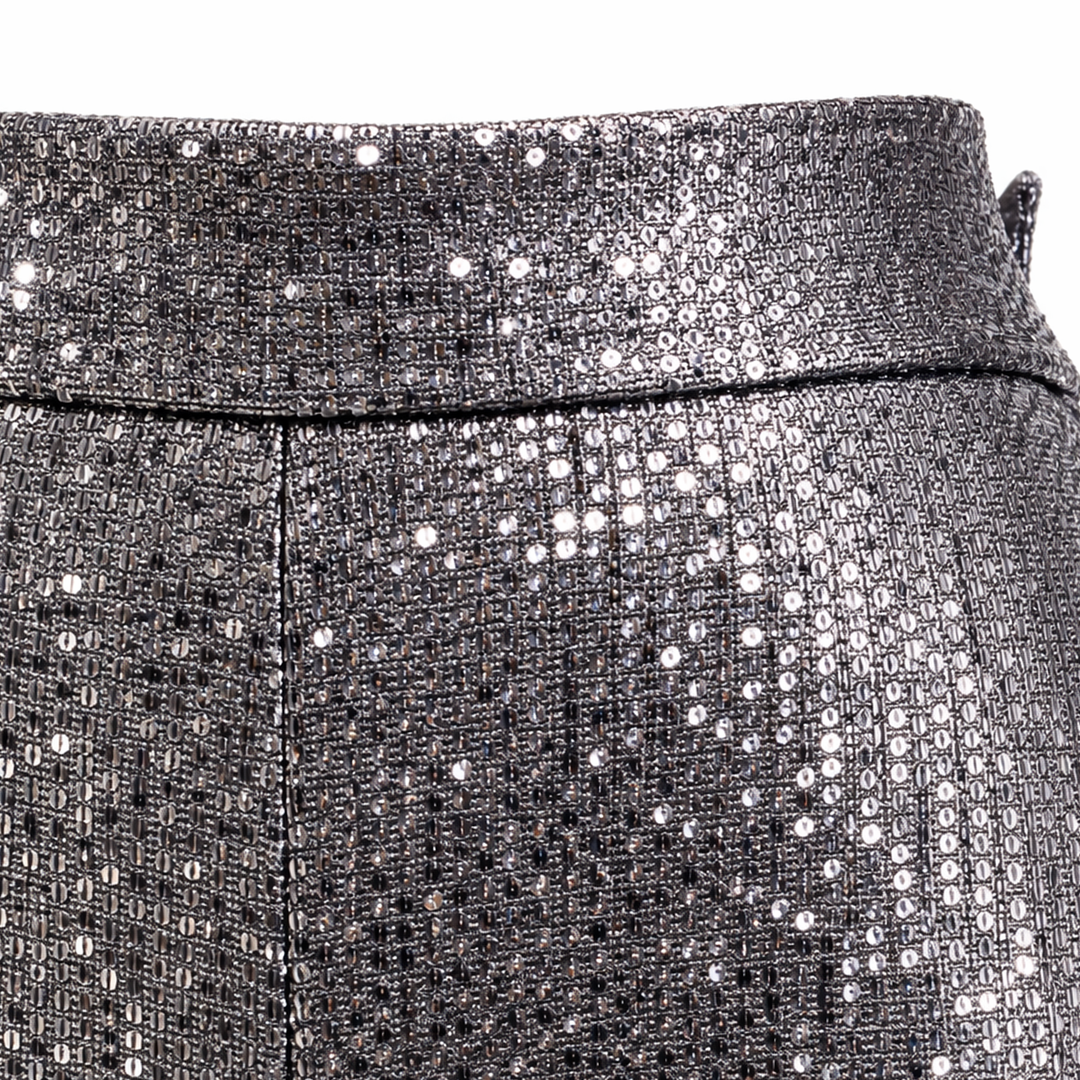 Silver Stretch Sequin High Waisted Pant