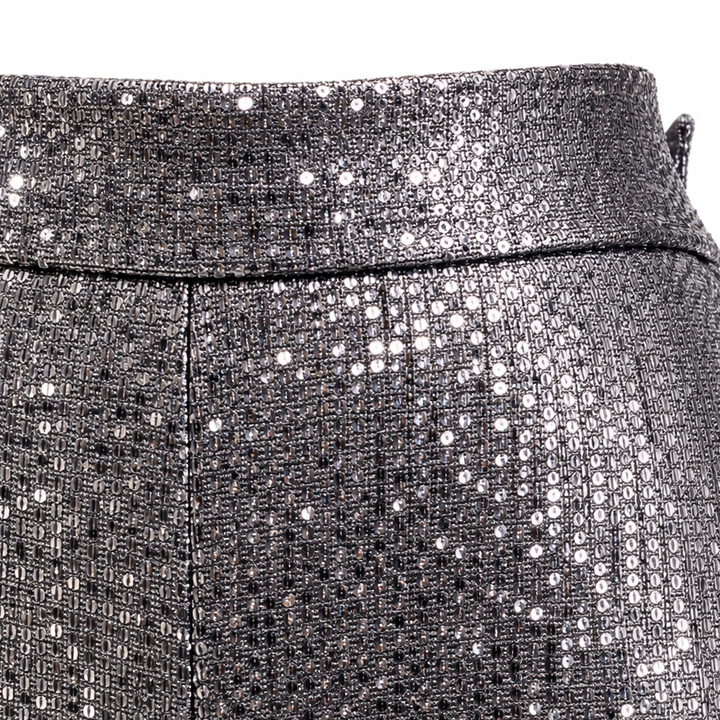 Silver Stretch Sequin High Waisted Pant