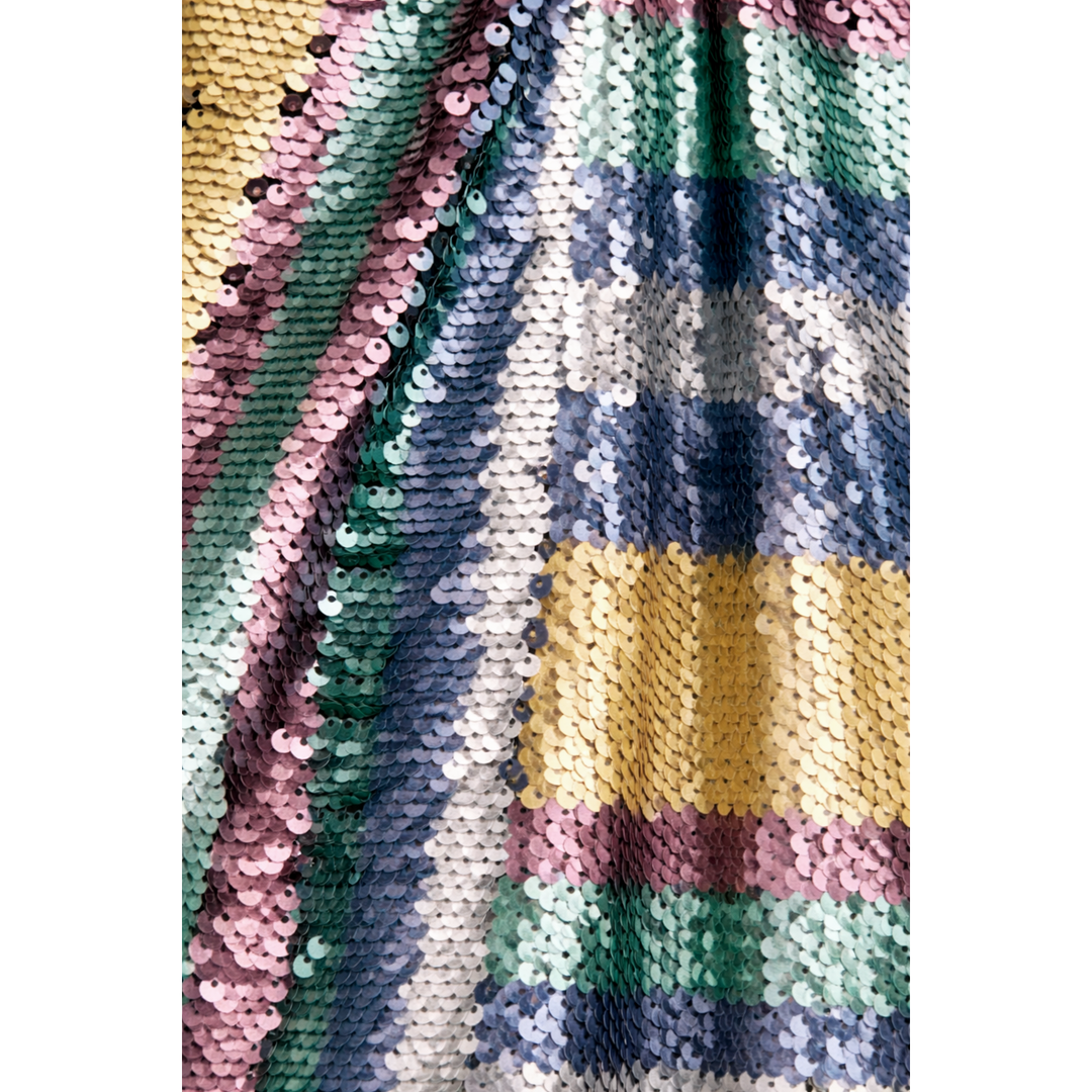 Draped Striped Sequin Dress