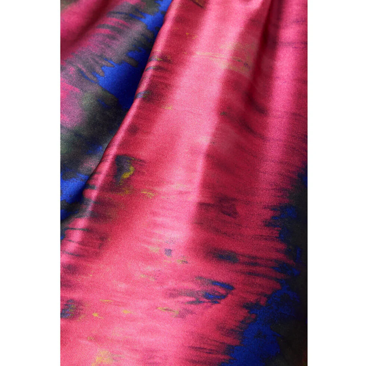 Tie Dye Printed Silk Bustier Dress
