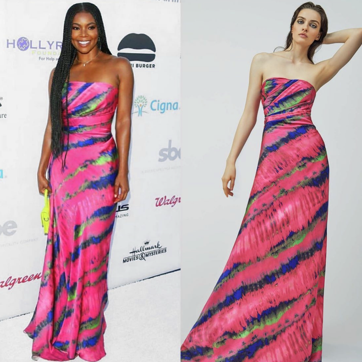 Tie Dye Printed Silk Bustier Dress