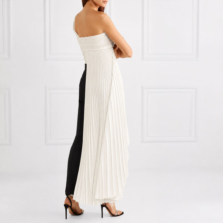White Pleated Satin Bustier Top
