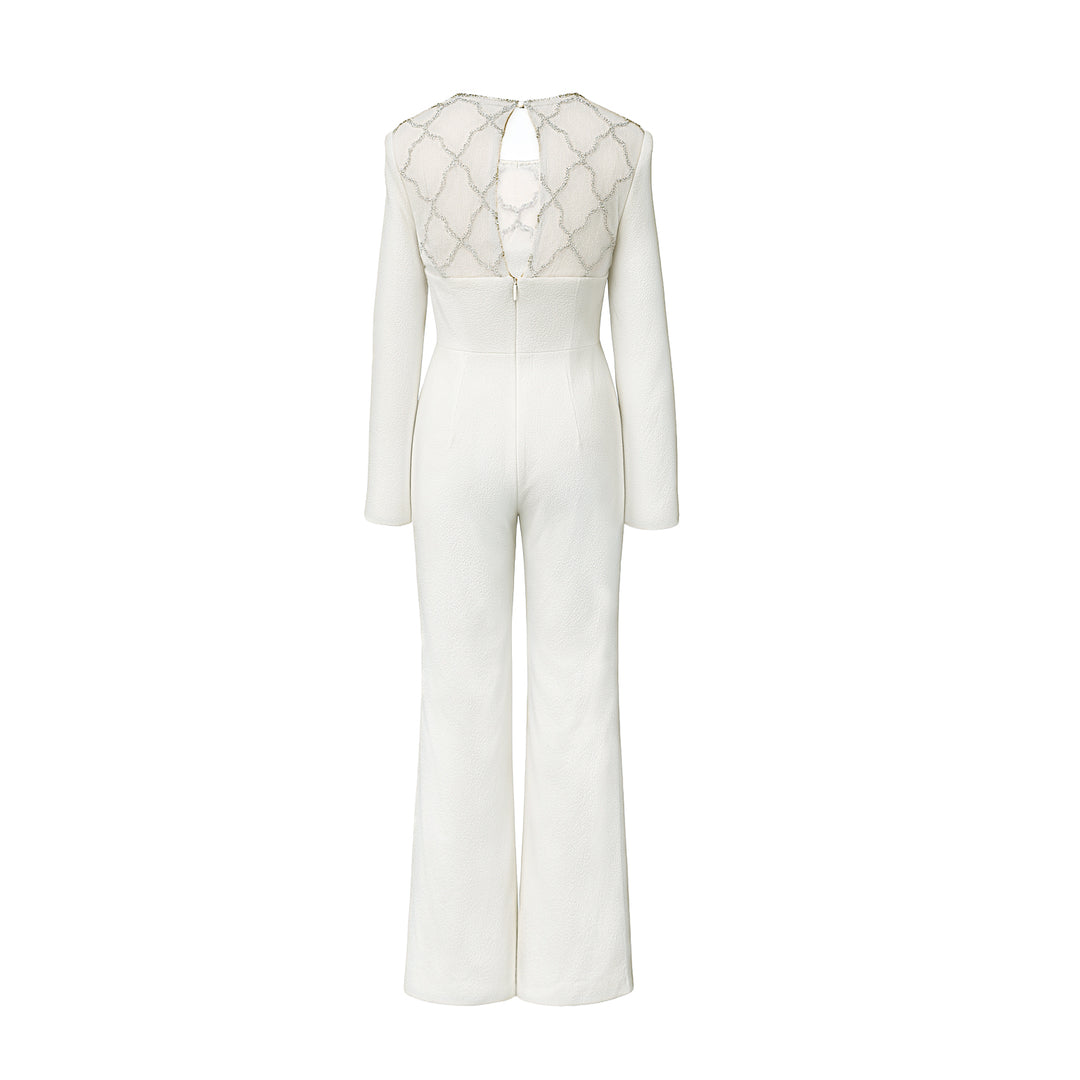 Cowl Neck Jumpsuit with Crystal Detail