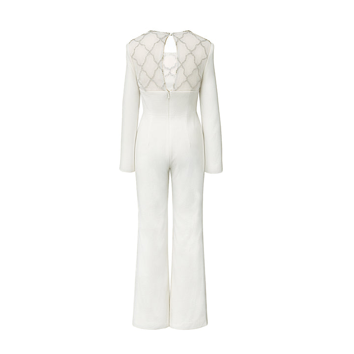 Cowl Neck Jumpsuit with Crystal Detail