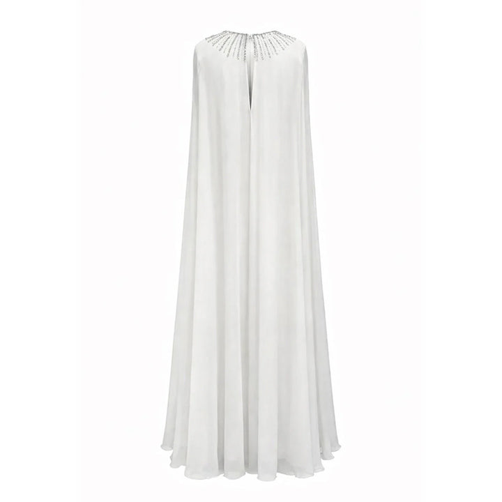 Silk Chiffon Kaftan Dress with Crystal Beading