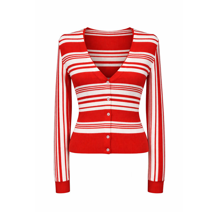 Striped Cardigan - Red Stripe