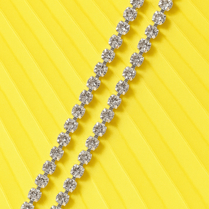 Crystal Embellished Yellow Plissé Gown