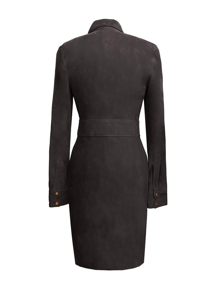 Hanna Suede Shirt Dress - Meteorite