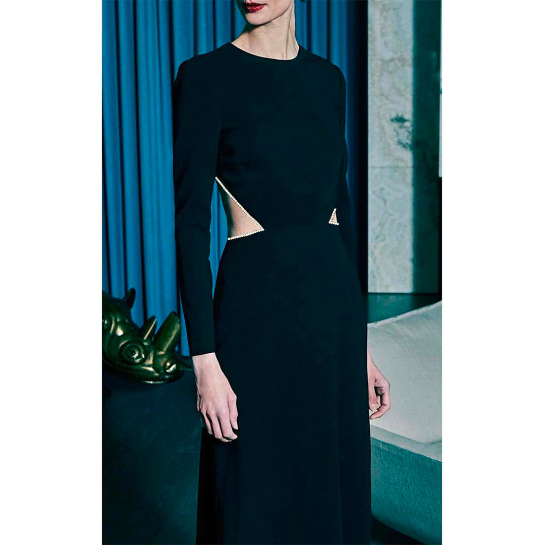 Camille Backless Long Dress with Crystal Embellishment