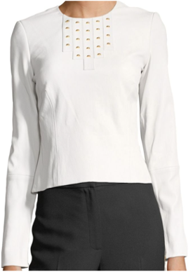Samar Leather Top - Pristine White