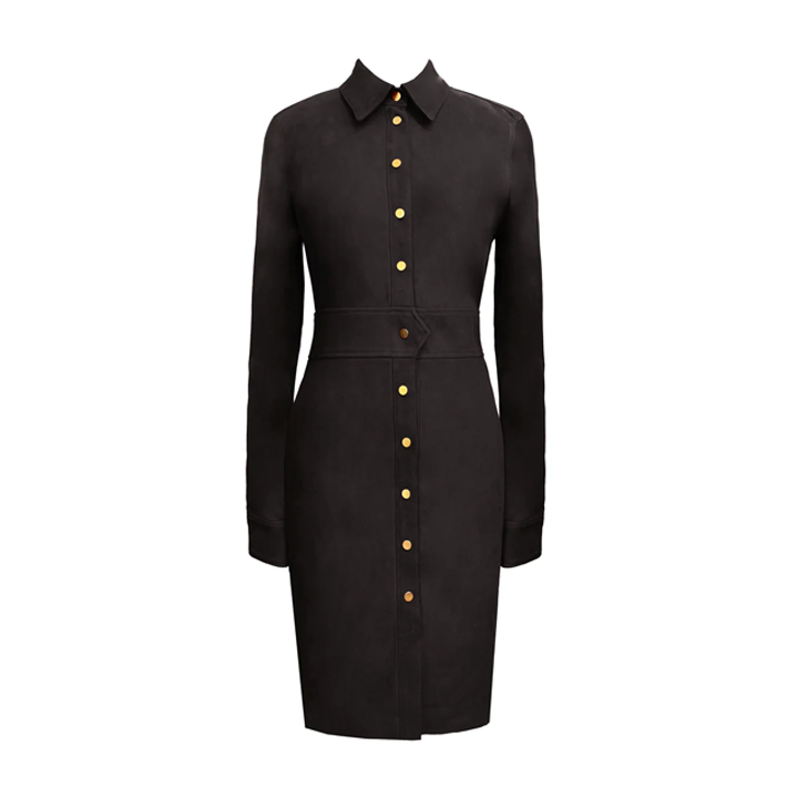 Hanna Suede Shirt Dress - Meteorite