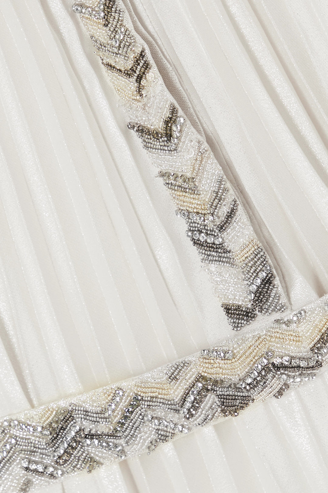 Pleated Kaftan Dress with Crystal Beading