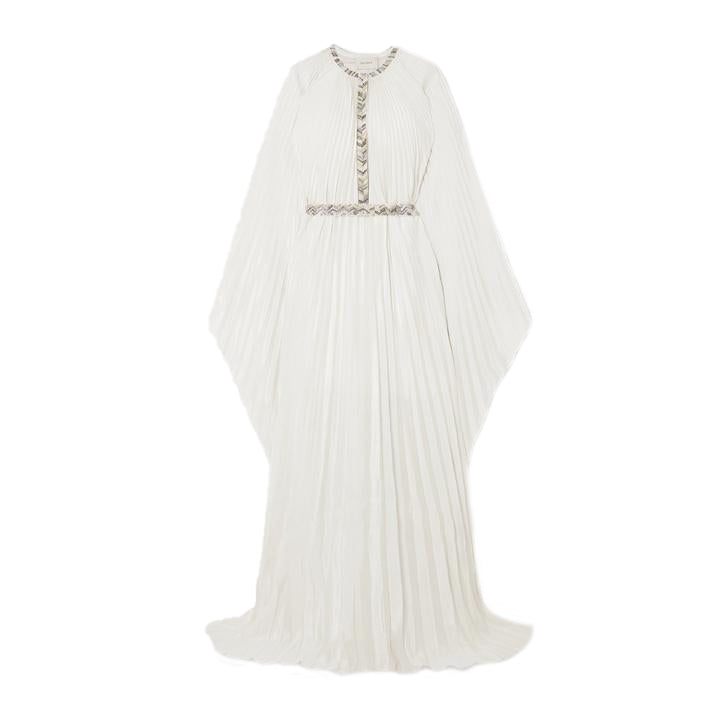 Pleated Kaftan Dress with Crystal Beading