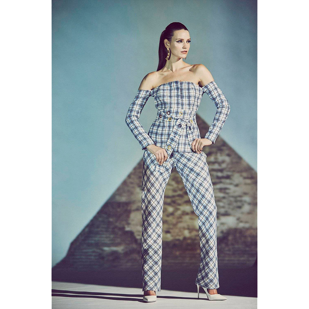 Plaid Trouser with Belt