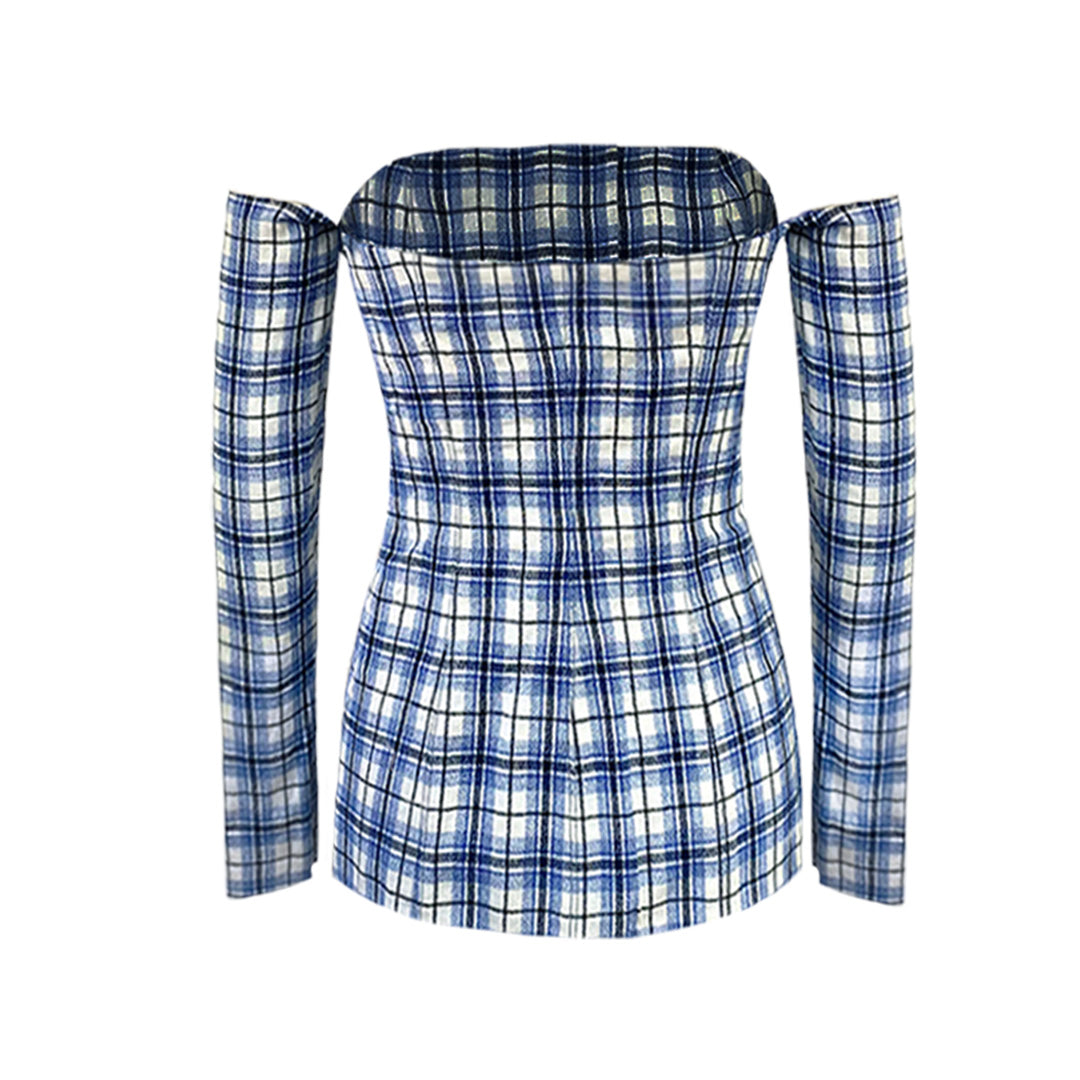 Plaid Bustier Top