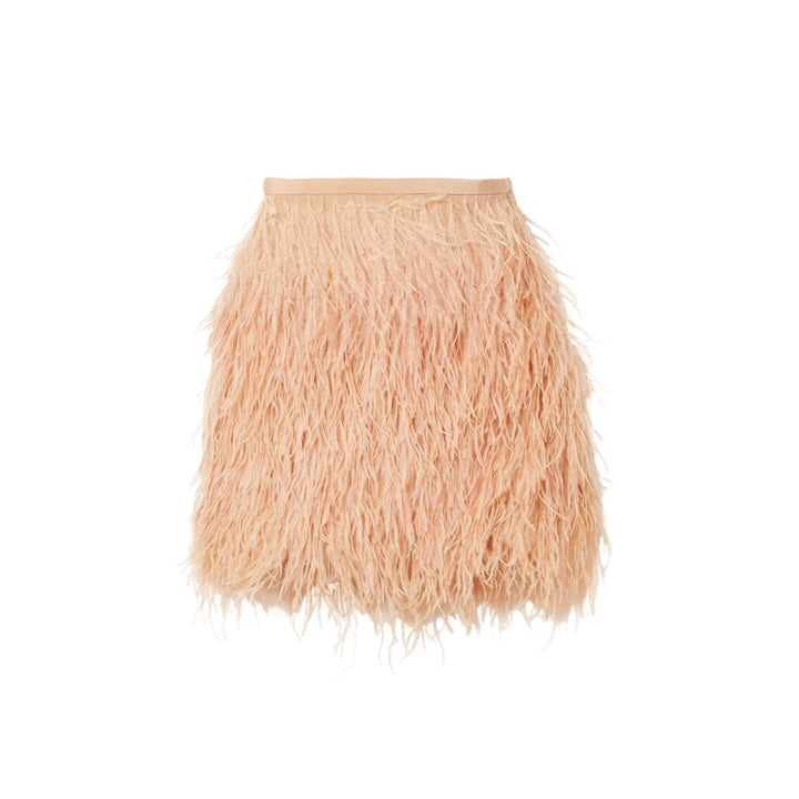 Feather and Tinsel-Embellished Silk-Blend Crepe de Chine Mini Skirt