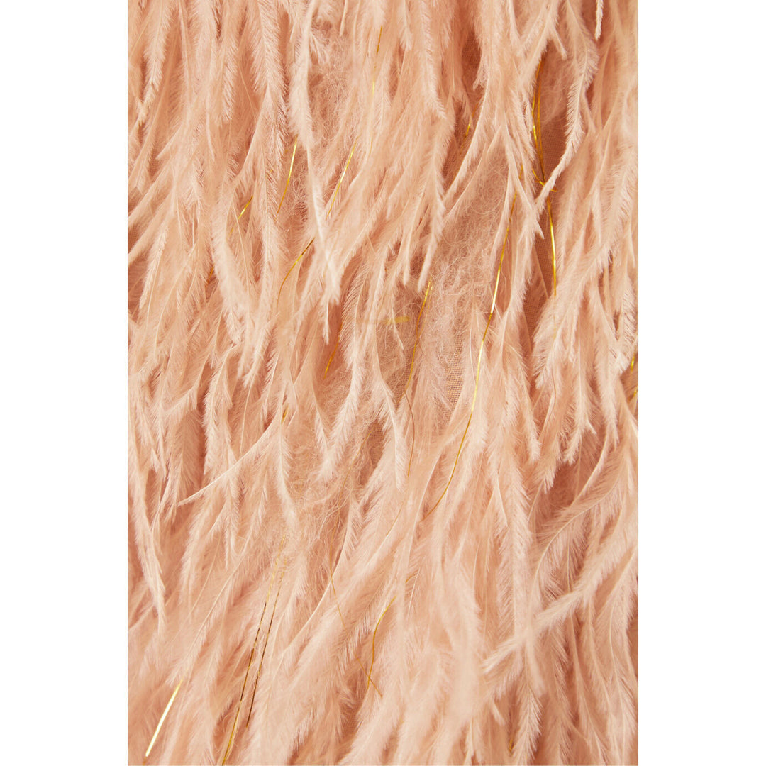 Feather and Tinsel-Embellished Silk-Blend Crepe de Chine Mini Skirt