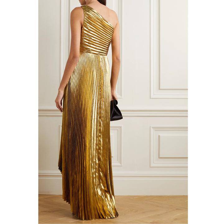 Custom Order: One Shoulder Pleated Gold Lamé Gown – SemSem