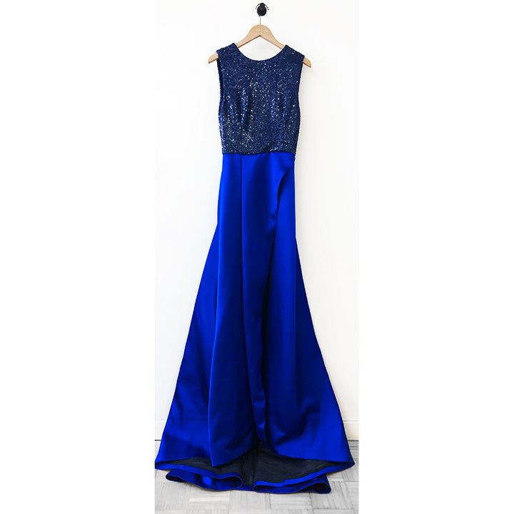 Blue Sequin and Silk Gown