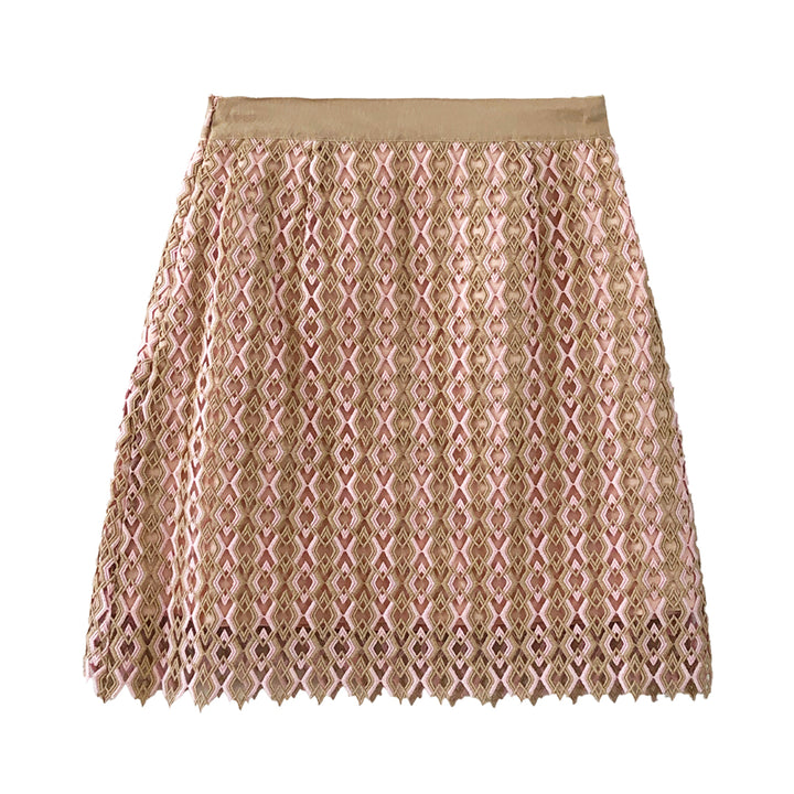 Geometric Embroidered Mini Skirt