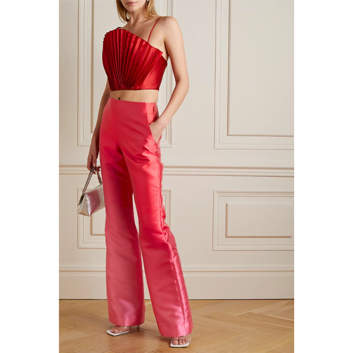 satin dress pants Dégradé duchesse-satin wide-leg pants