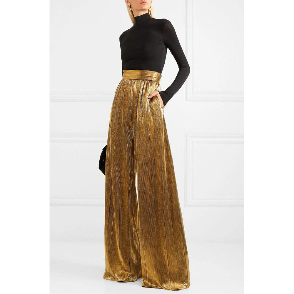 Gold Plissé Pants – SemSem