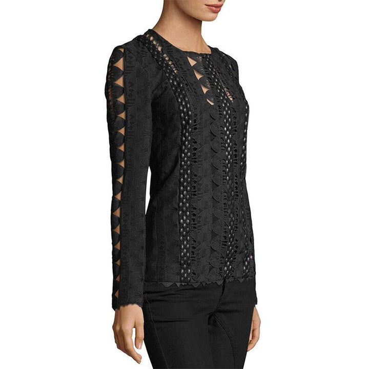 Model Wears SemSem Lotus Long Sleeve Top.