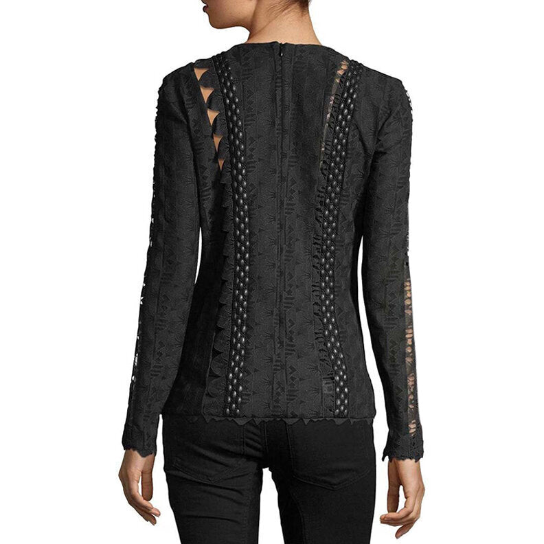 Model Wears SemSem Lotus Long Sleeve Top.