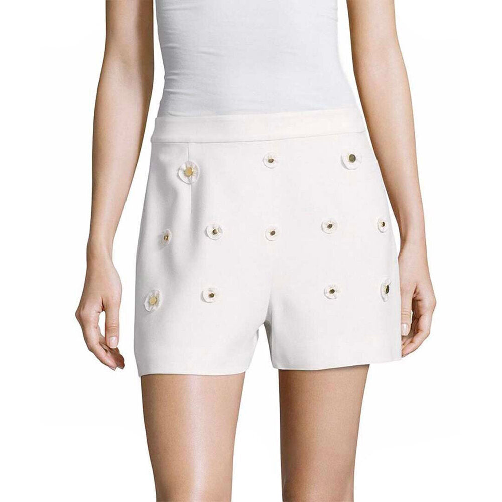 Model Wears SemSem Malak Gold Snap Short - Egret.