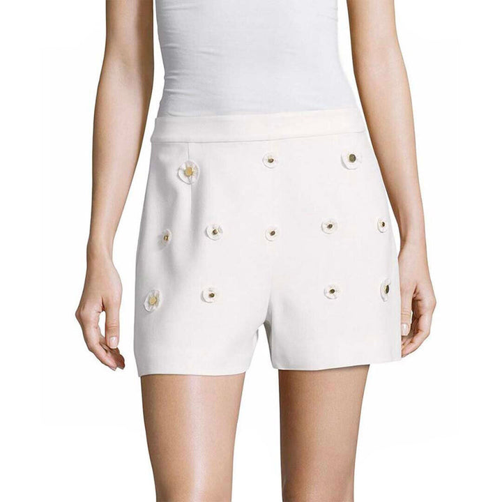 Model Wears SemSem Malak Gold Snap Short - Egret.