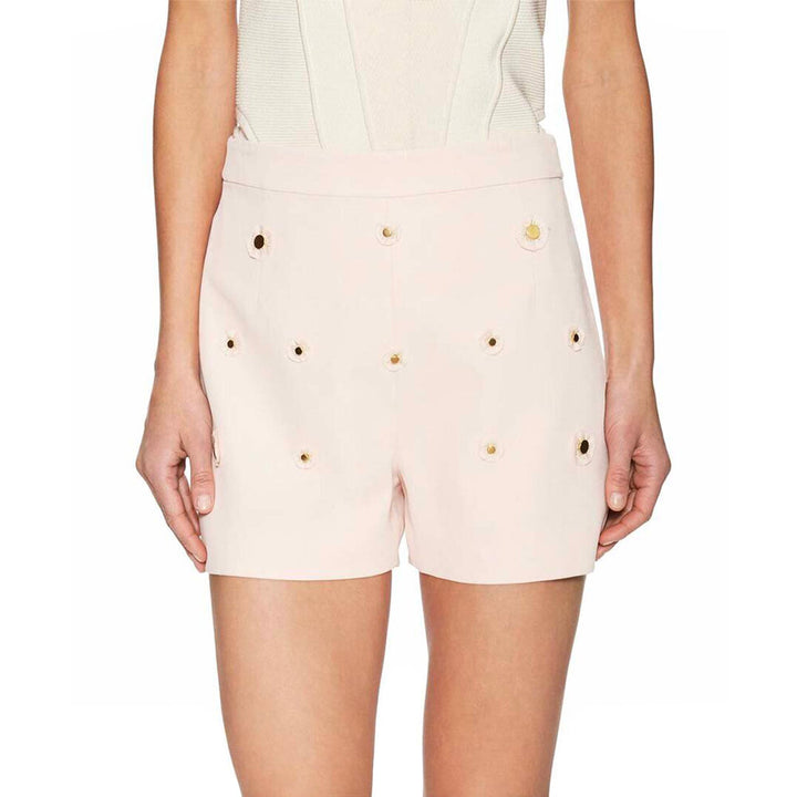 Model Wears SemSem Malak Gold Snap Short - Pale Blush.