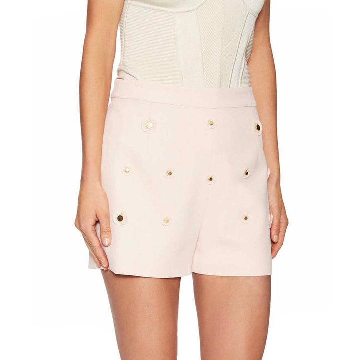 Model Wears SemSem Malak Gold Snap Short - Pale Blush.